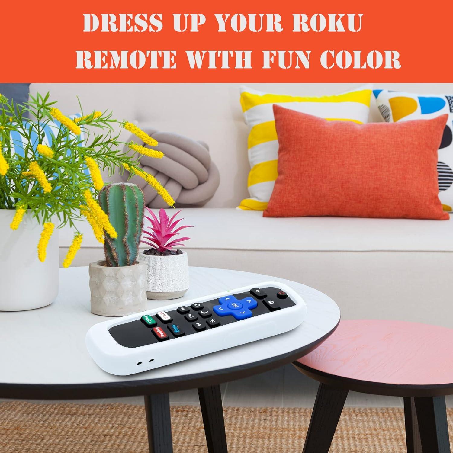 Funda de Silicona Antideslizante para Control Remoto Roku - Verde Púrpura Blanco