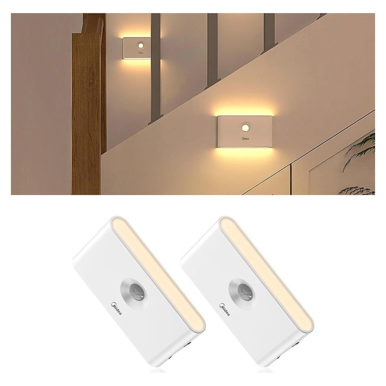 Luces Nocturnas Recargables Midea 2 Paquetes con Sensor