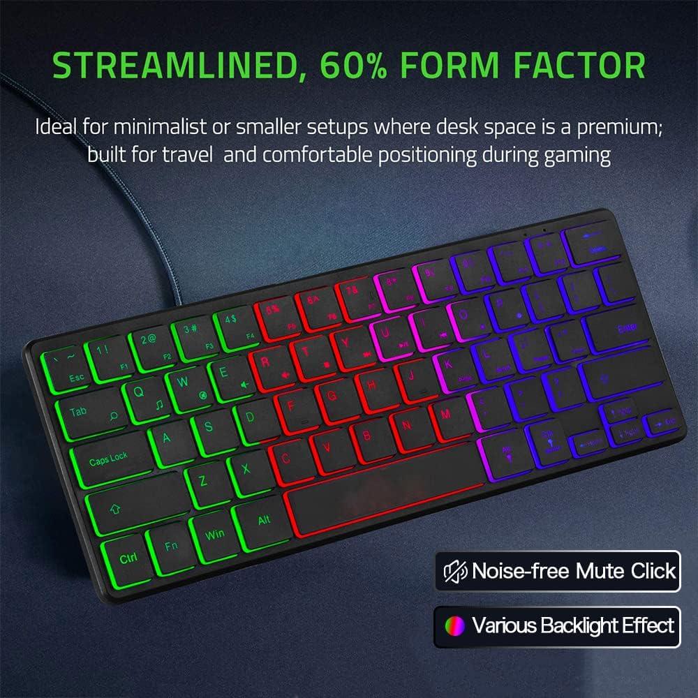 Teclado Mini Retroiluminado USB Abucow K64 64 Teclas RGB