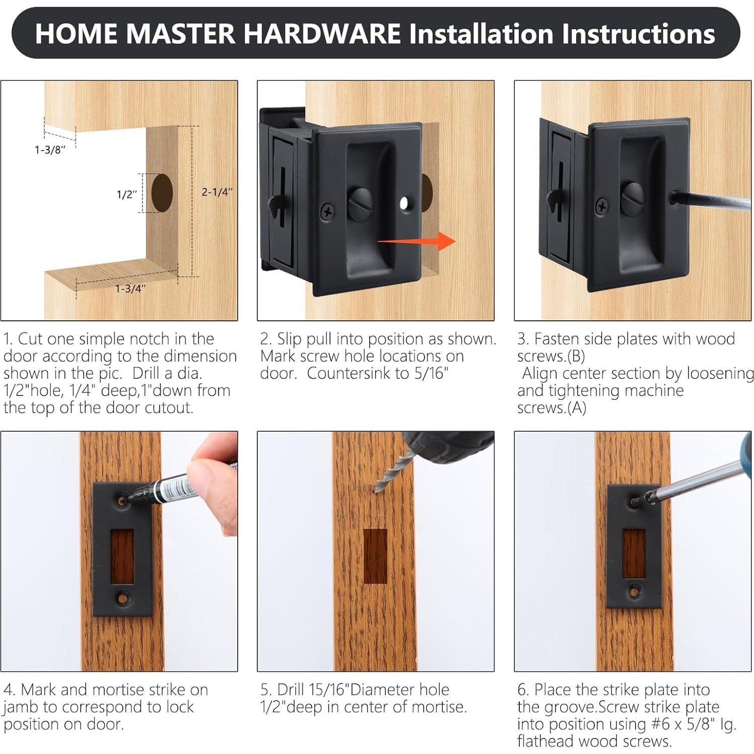 Cerradura de Puerta Deslizante HOME MASTER HARDWARE 7x6.35cm