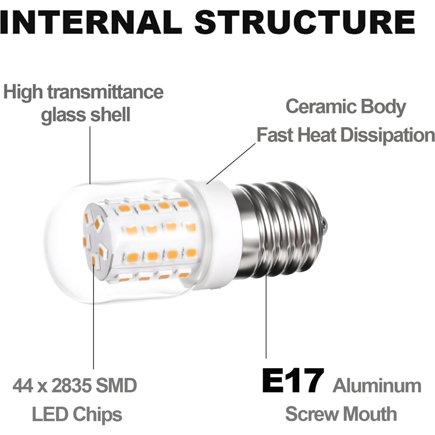 Bombilla E17 3W 2700K para Microondas Whirlpool - 2 Paquete