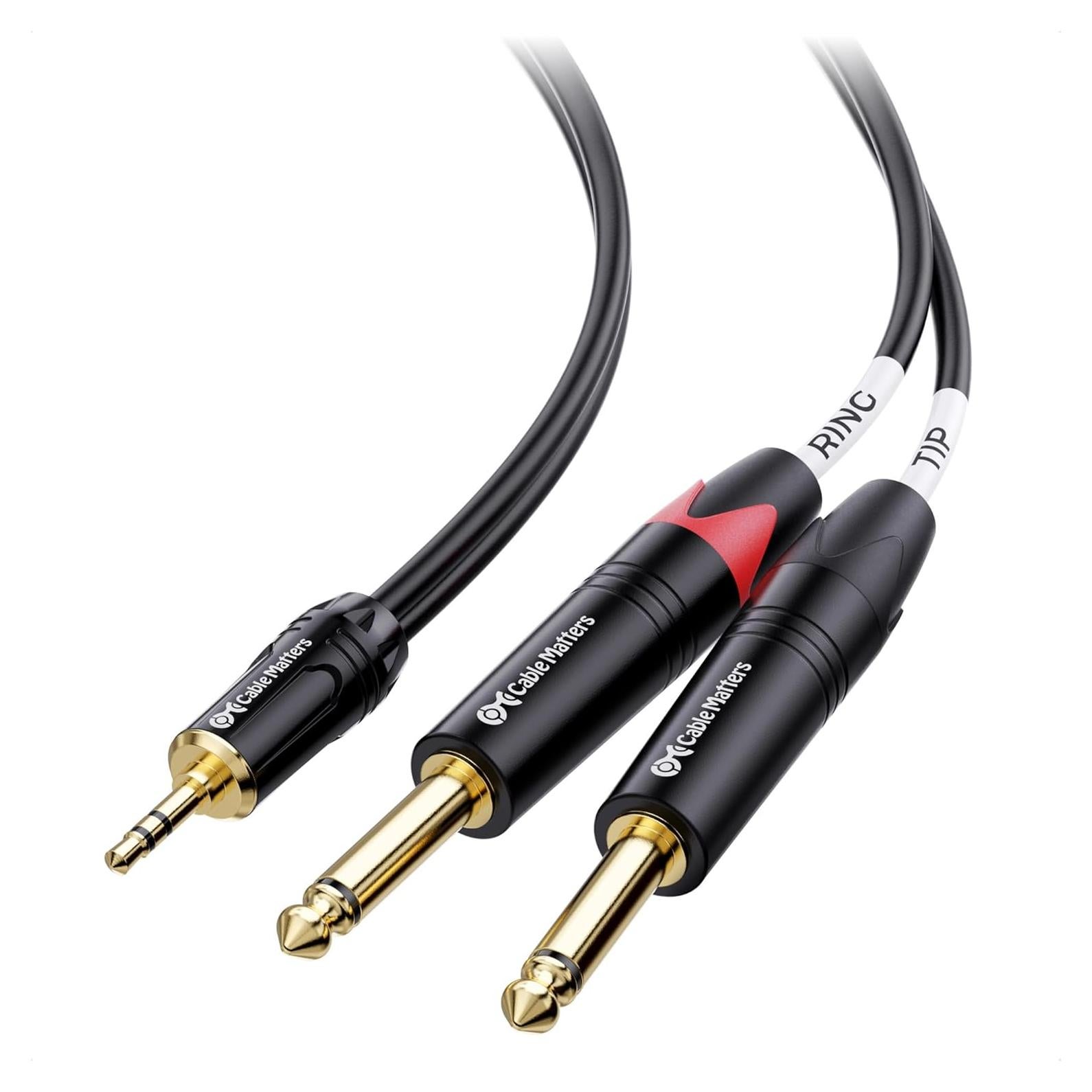 Cable AUX 3.5mm TRS a Doble 6.35mm TS Cable 0.91m
