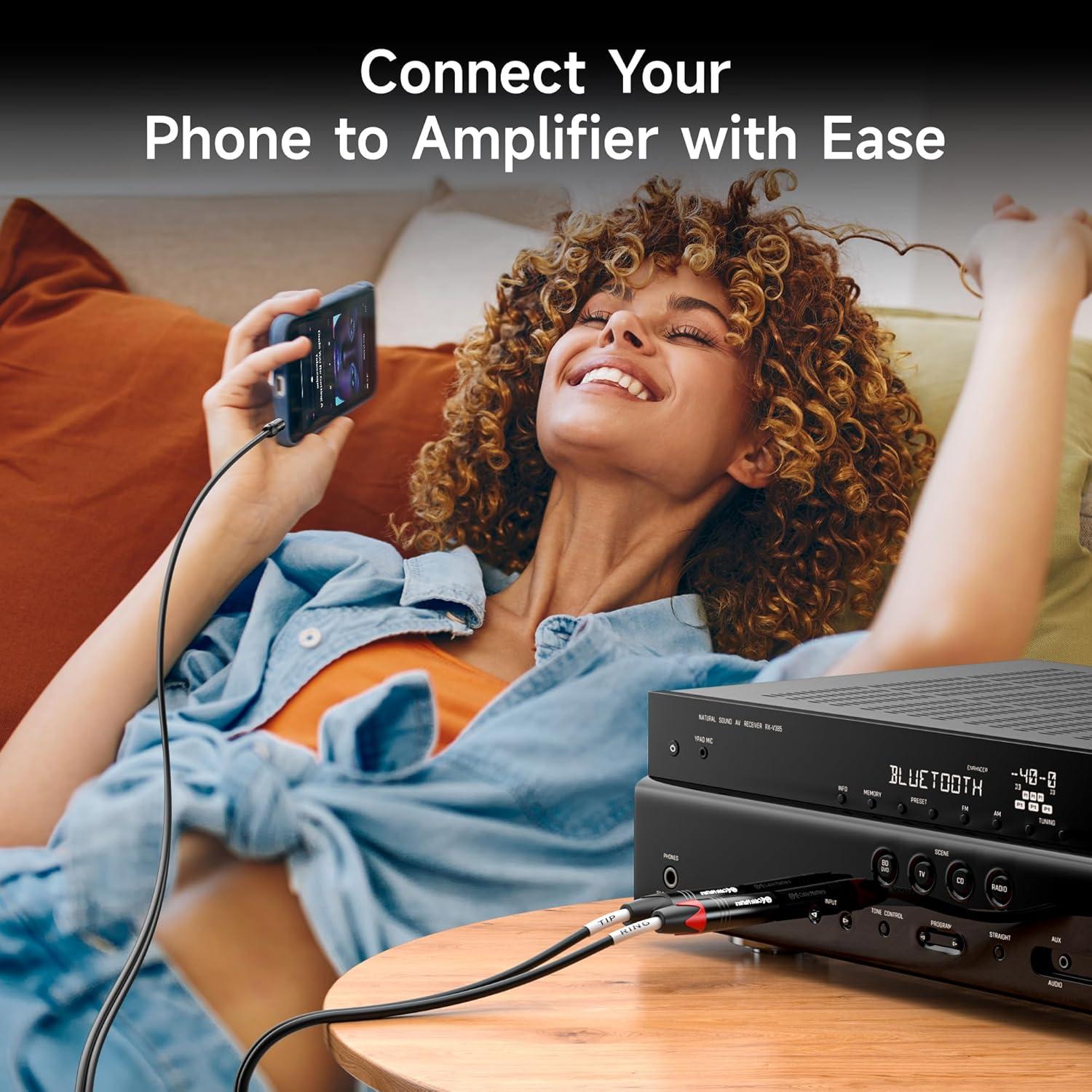 Cable AUX 3.5mm TRS a Doble 6.35mm TS Cable 0.91m