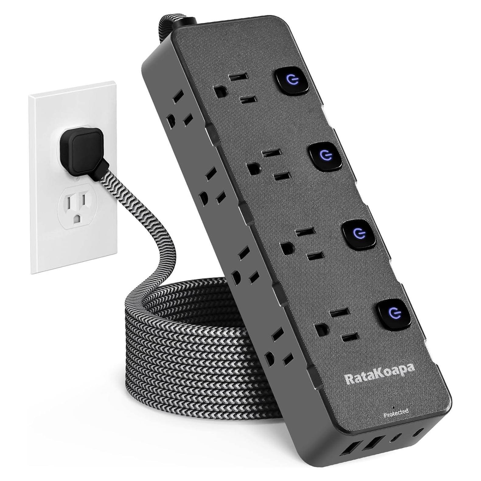 Regleta de Protección RataKoapa 3m 8 Salidas AC 4 USB