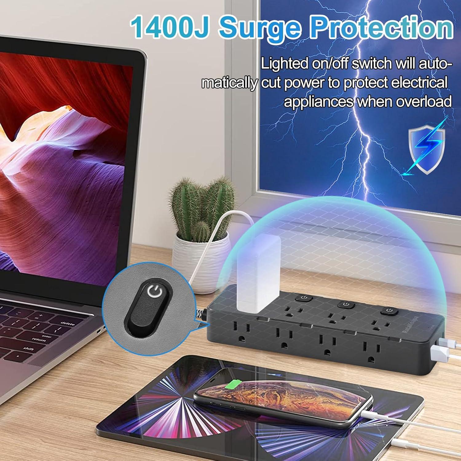 Regleta de Protección RataKoapa 3m 8 Salidas AC 4 USB