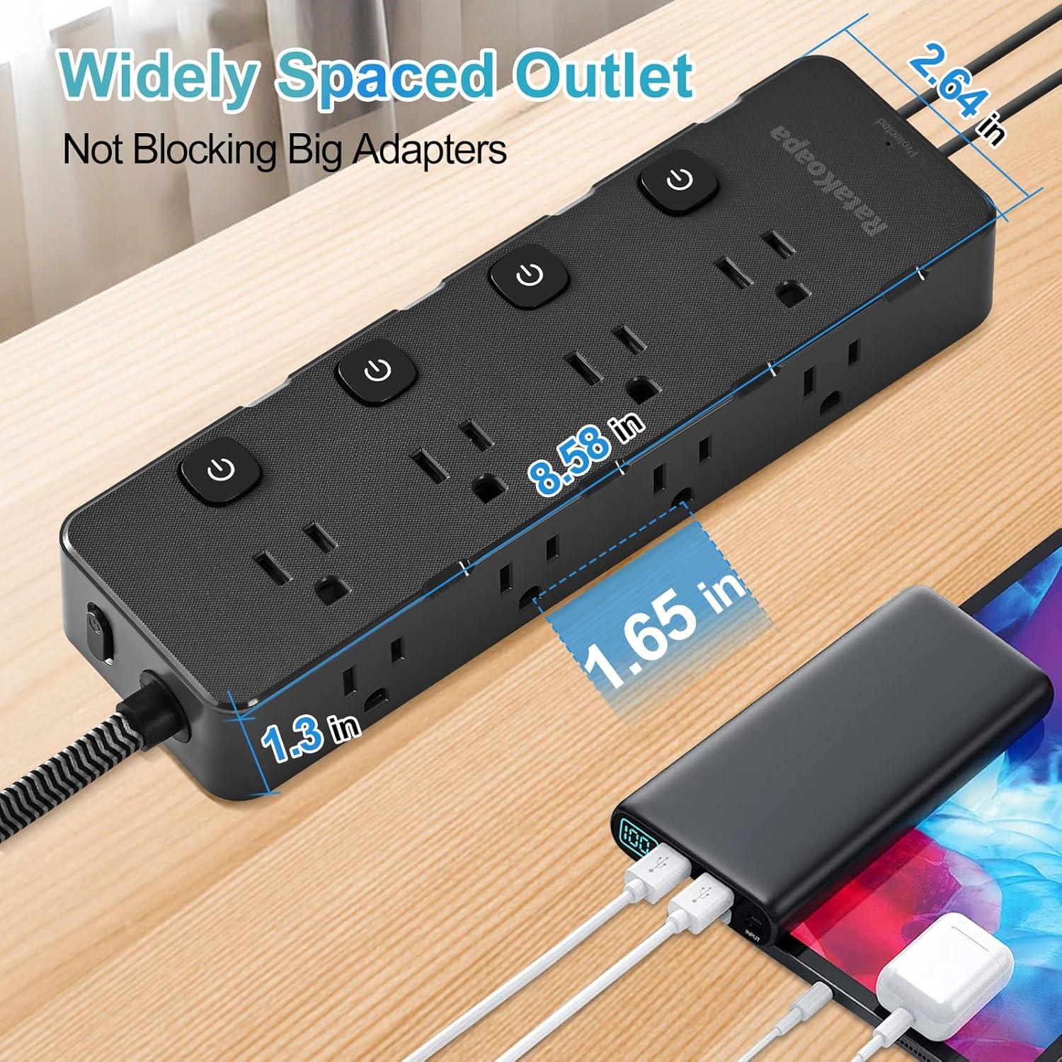 Regleta de Protección RataKoapa 3m 8 Salidas AC 4 USB