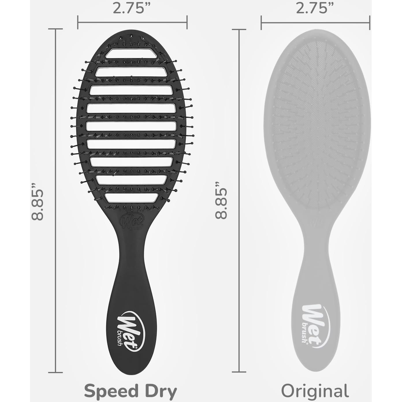 Cepillo para el cabello Speed Dry Wet Brush - Negro - Ventilado y ergonómico - Paquete de 2