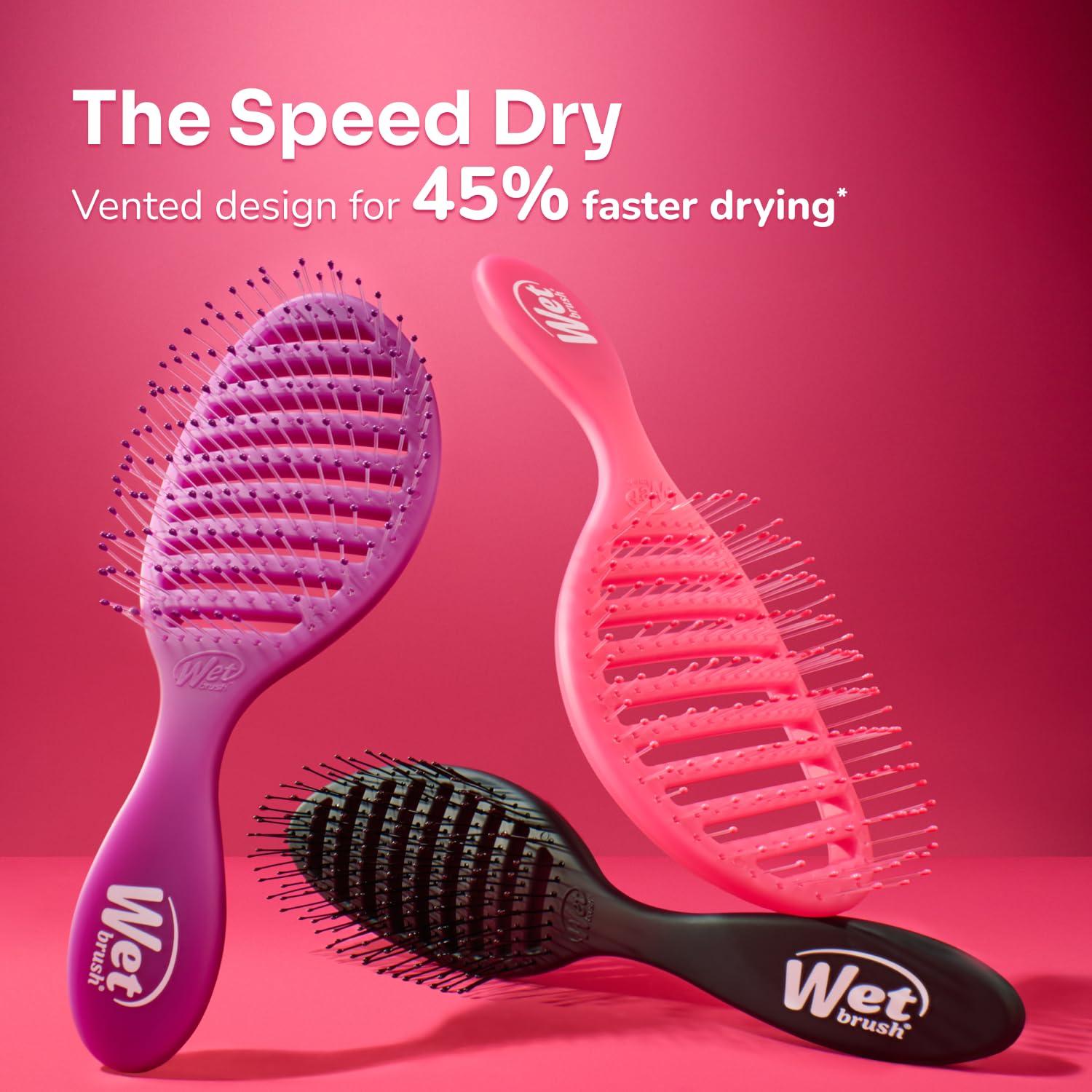 Cepillo para el cabello Speed Dry Wet Brush - Negro - Ventilado y ergonómico - Paquete de 2