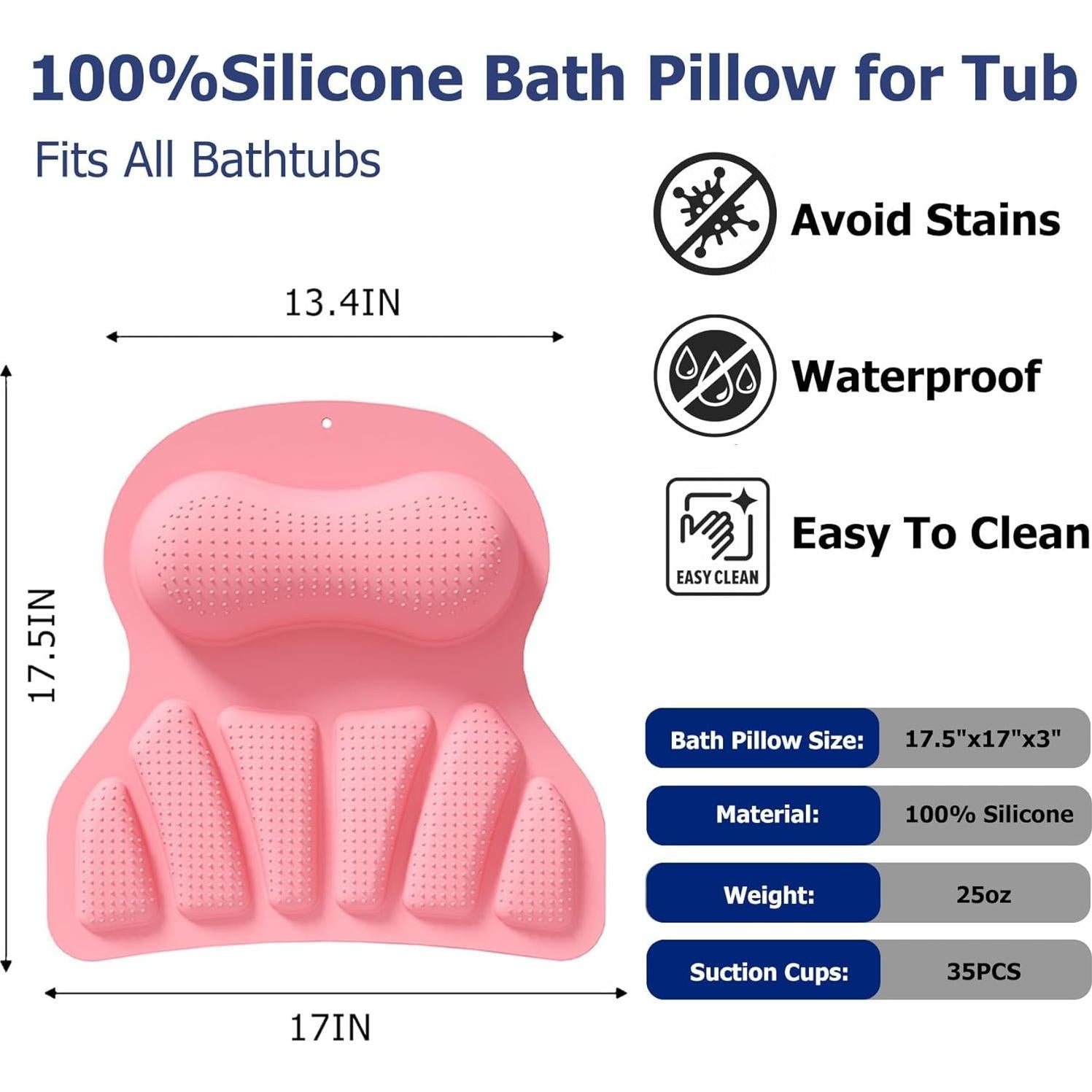 Cojín de Silicona COSHONWOL para Baño - Almohada Ergonómica Rosa