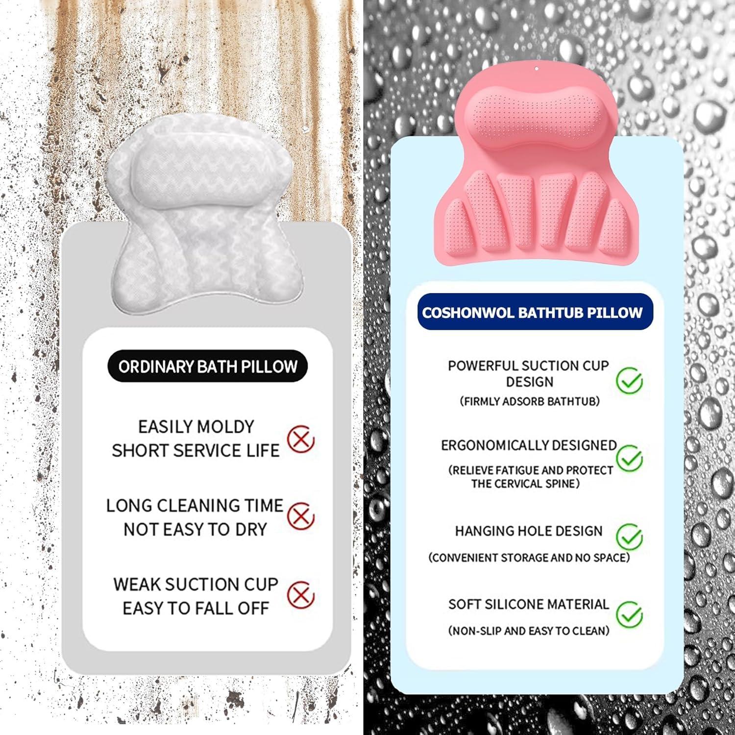 Cojín de Silicona COSHONWOL para Baño - Almohada Ergonómica Rosa