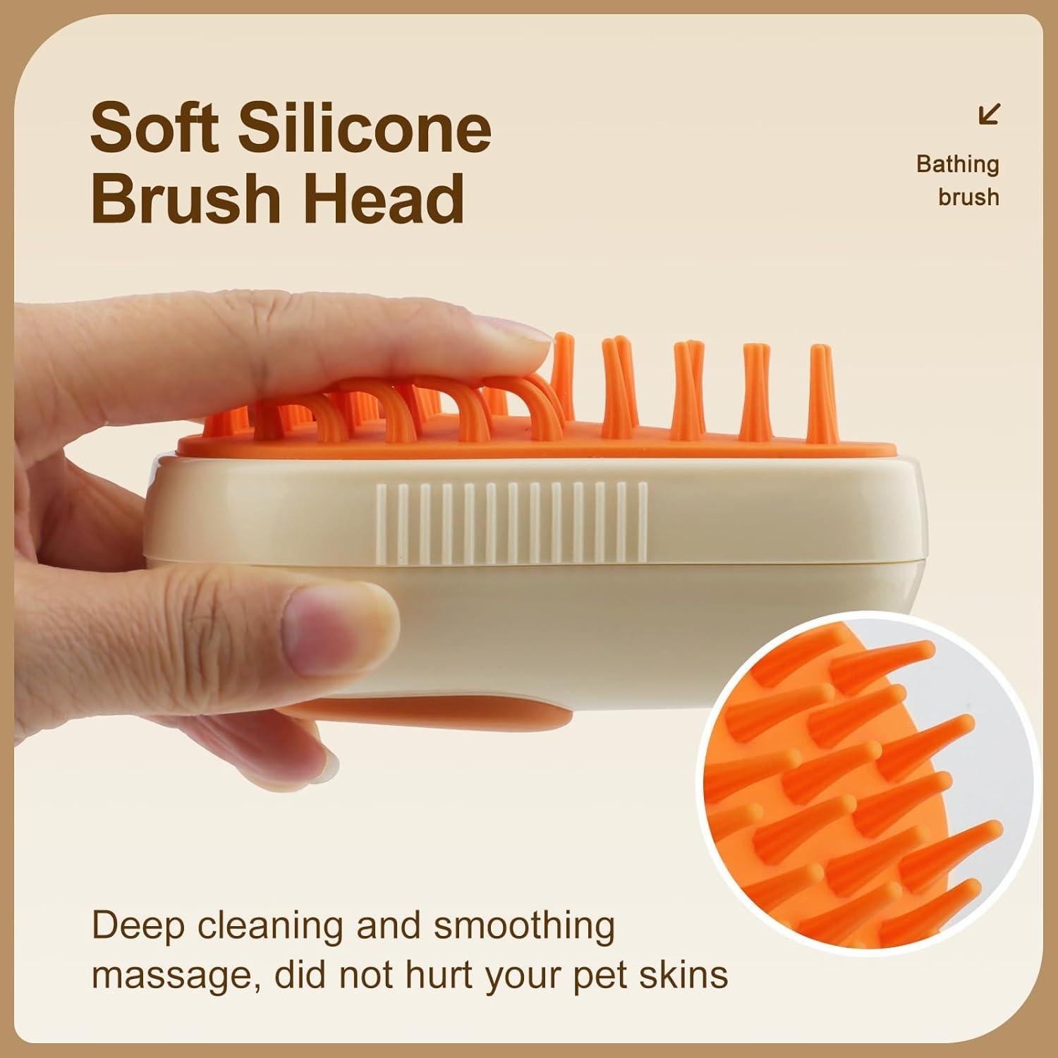 Cepillo de Vapor 3 en 1 KALAMANDA para Gatos Aguacate Blanco