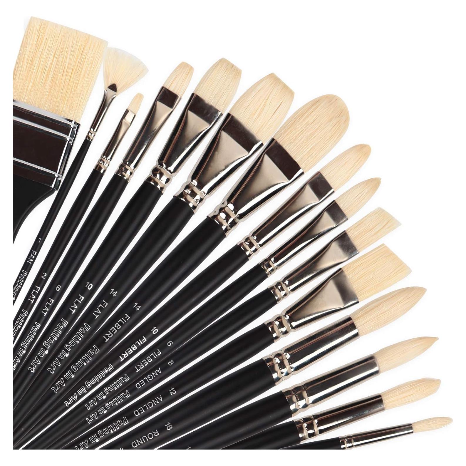 Juego de Pinceles Profesionales Falling in Art 15PCS Cerda Natural