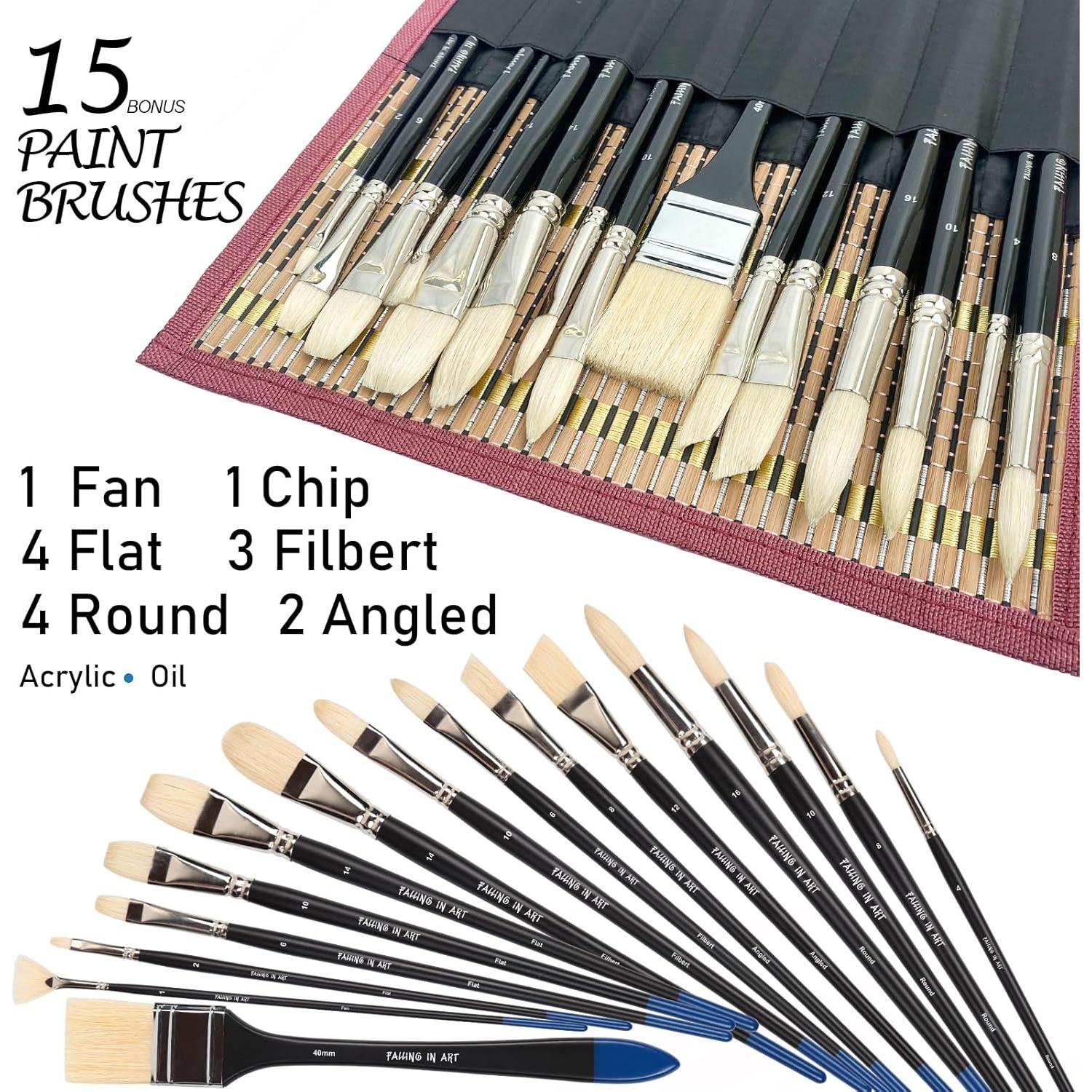 Juego de Pinceles Profesionales Falling in Art 15PCS Cerda Natural