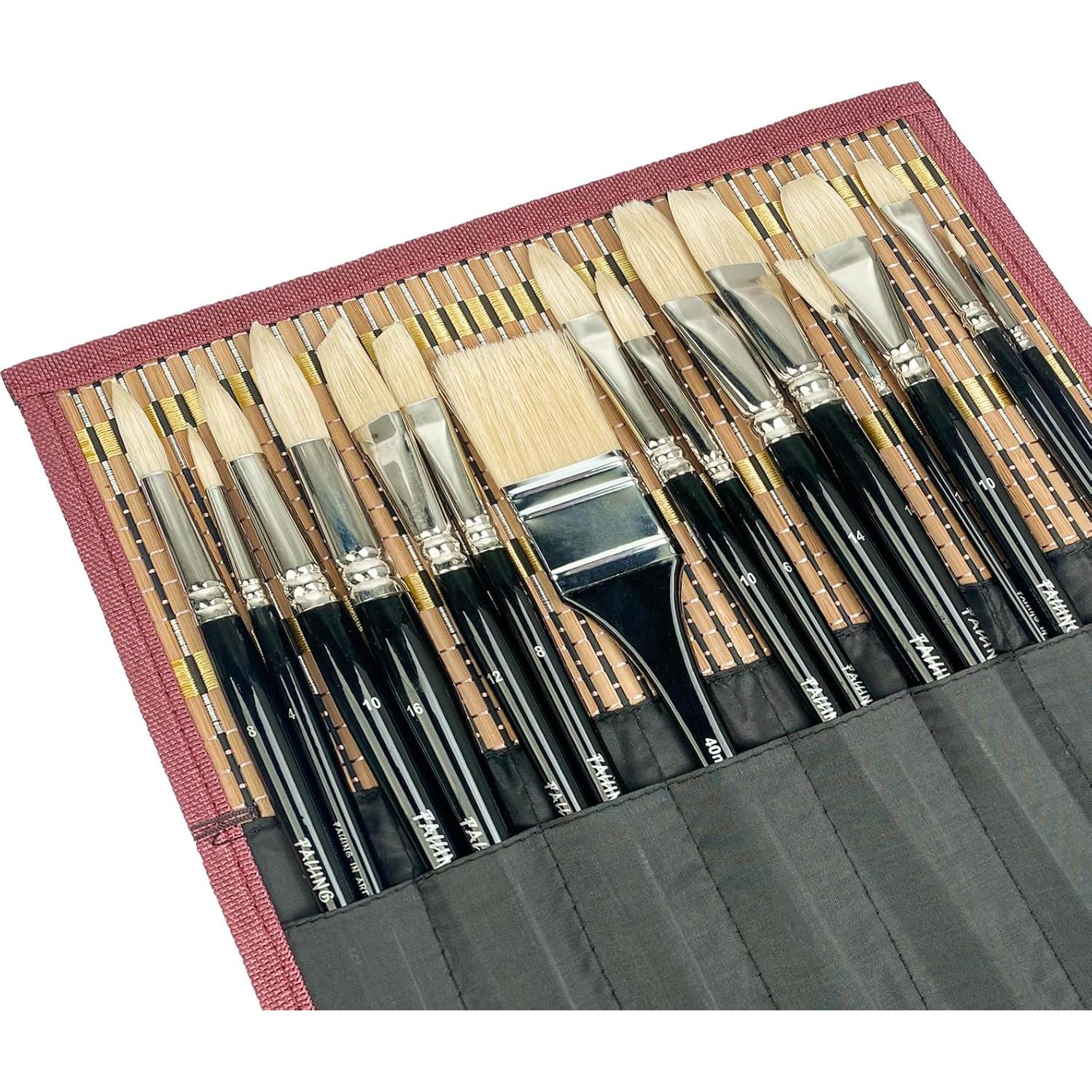 Juego de Pinceles Profesionales Falling in Art 15PCS Cerda Natural