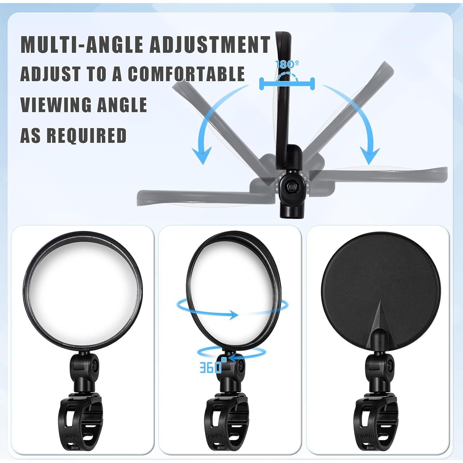 Espejos Convexos para Bicicleta TAGVO - 2 Pack Ajustables