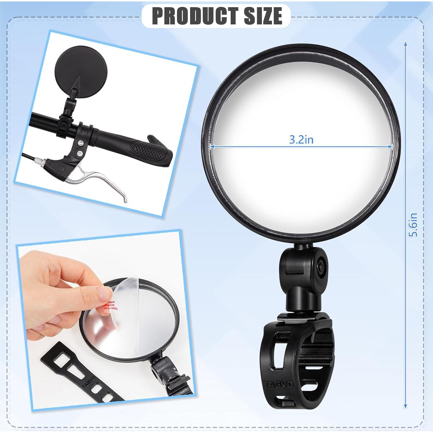 Espejos Convexos para Bicicleta TAGVO - 2 Pack Ajustables