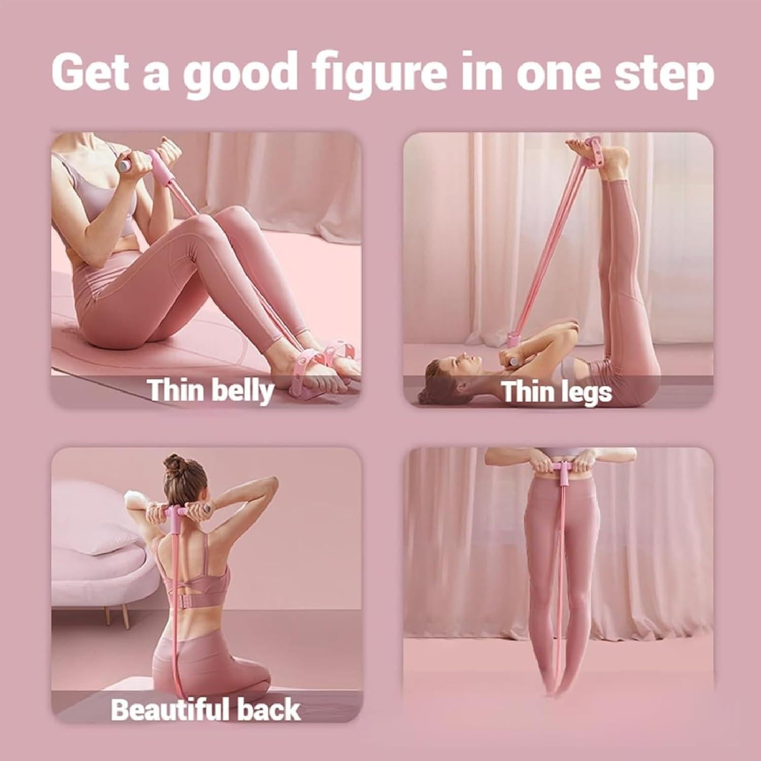 Banda de Resistencia con Pedal Genérica Rosa 6 Tubos Fitness