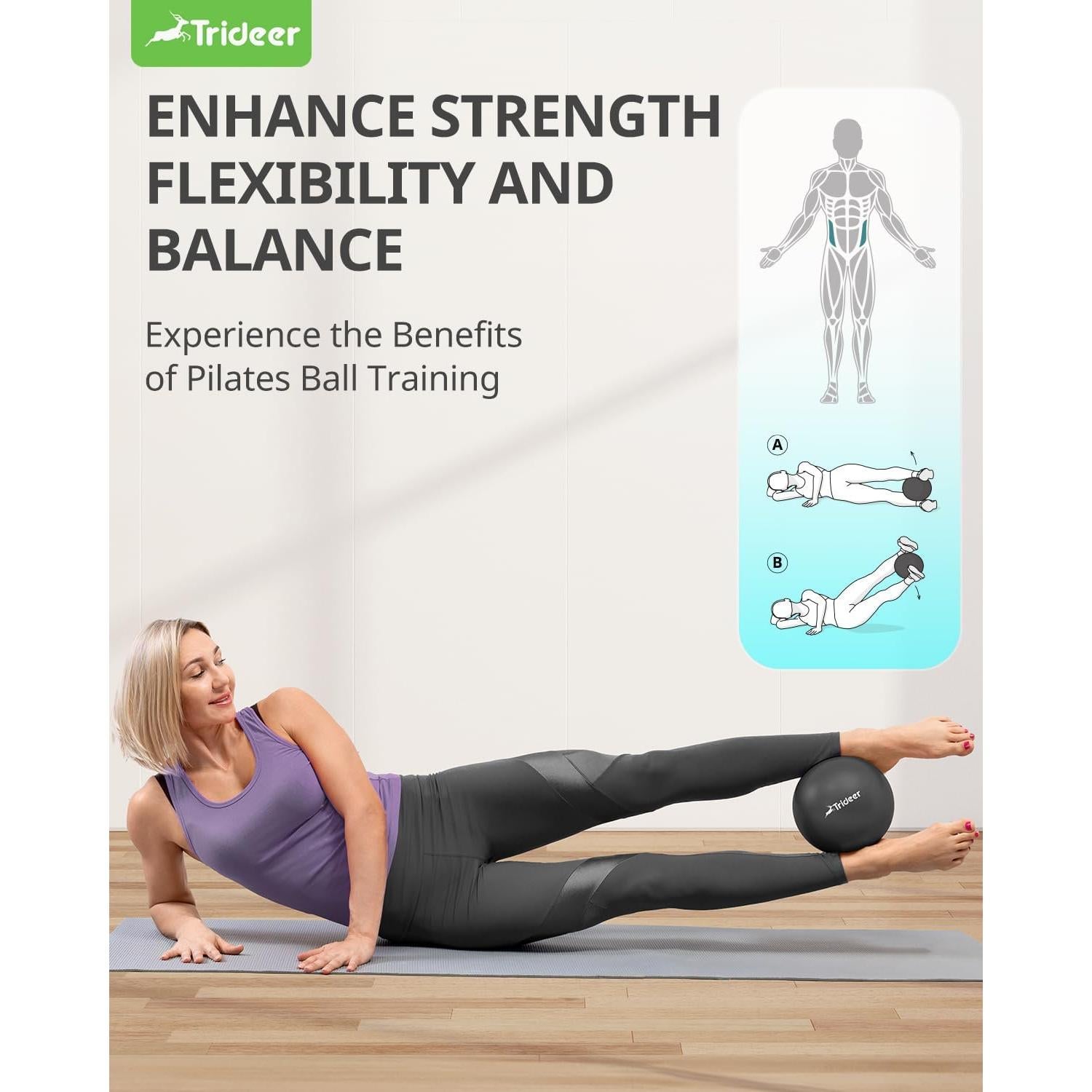 Bola de Pilates Trideer 22.86 cm Antiburst para Yoga y Ejercicio