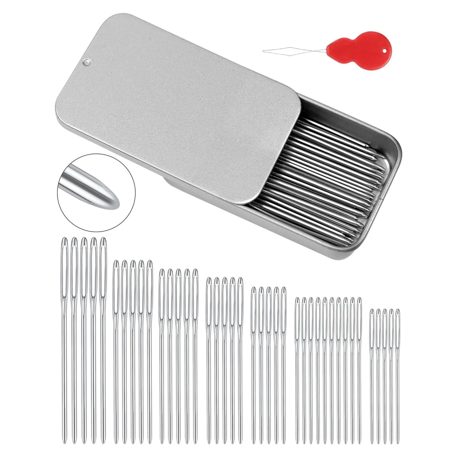 FIVEIZERO 80/40 PCS Large-Eye Blunt Needles,8 Sizes Stainless Steel Yarn Knitting Needles,Sewing Needles,Crafting Knitting Weaving Stringing Needleswith Threaders for Finishing Off Crochet Projects CJ