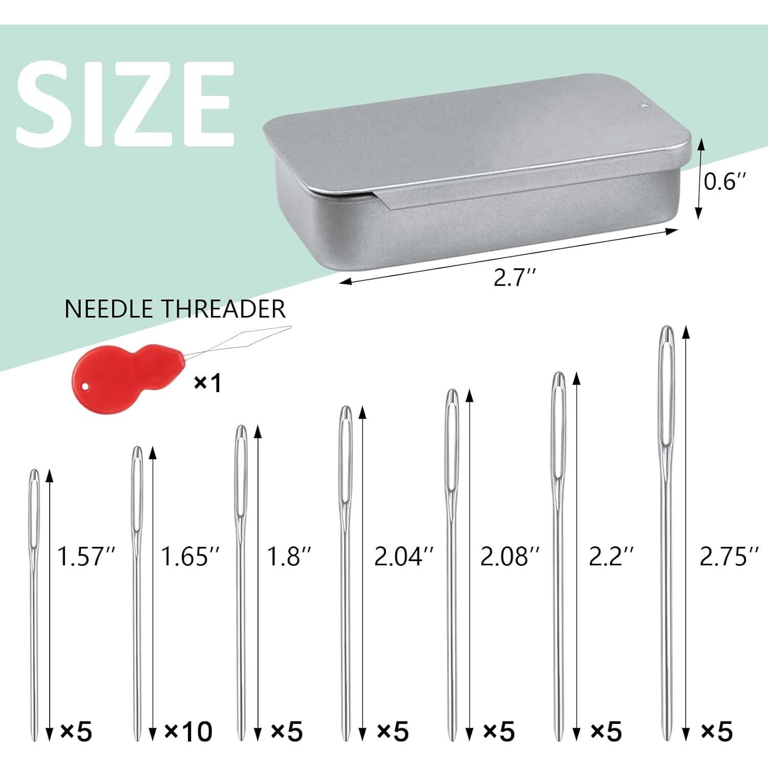 FIVEIZERO 80/40 PCS Large-Eye Blunt Needles,8 Sizes Stainless Steel Yarn Knitting Needles,Sewing Needles,Crafting Knitting Weaving Stringing Needleswith Threaders for Finishing Off Crochet Projects CJ