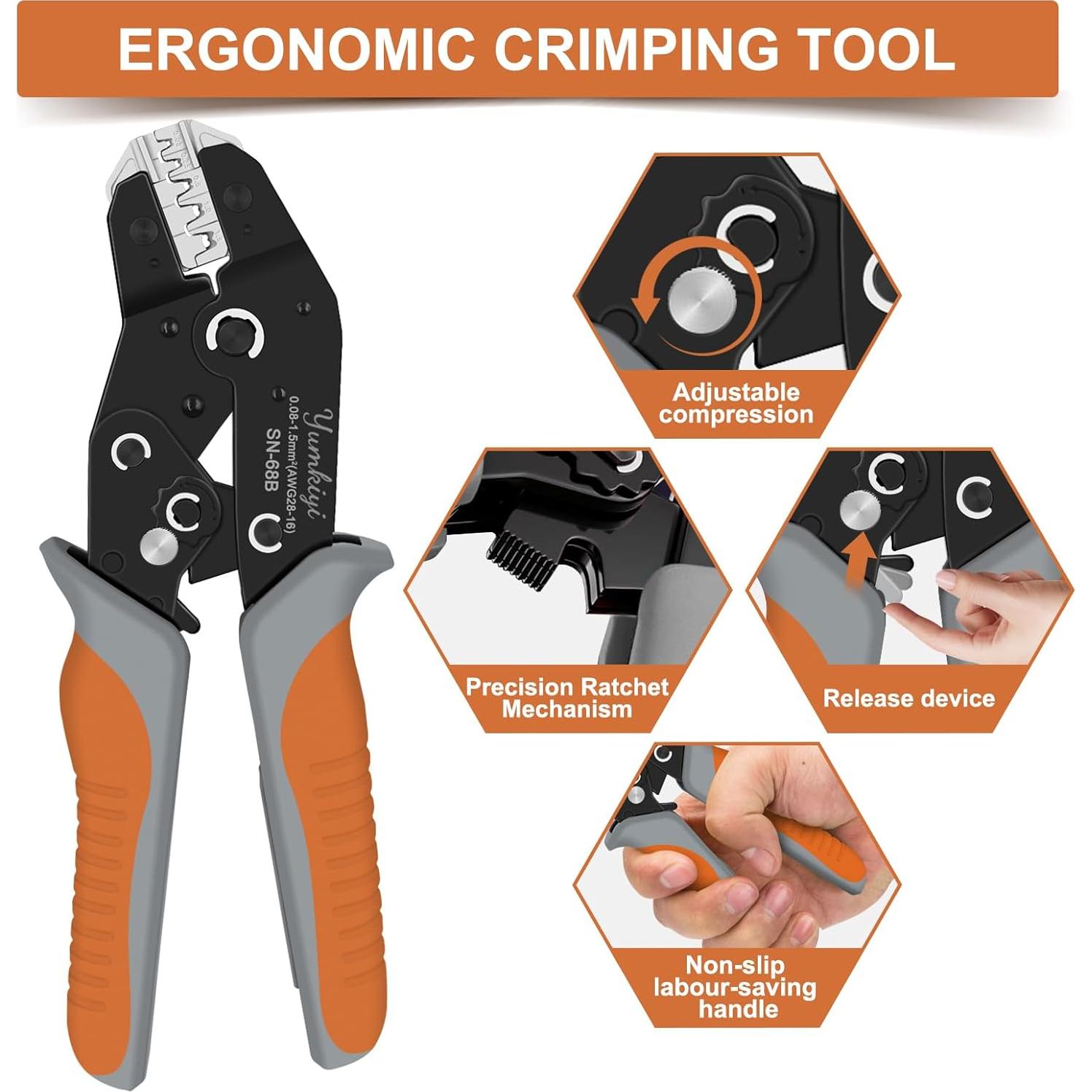 Juego de herramienta de crimpado y pelado de cables YUMKIYI 7 en 1
