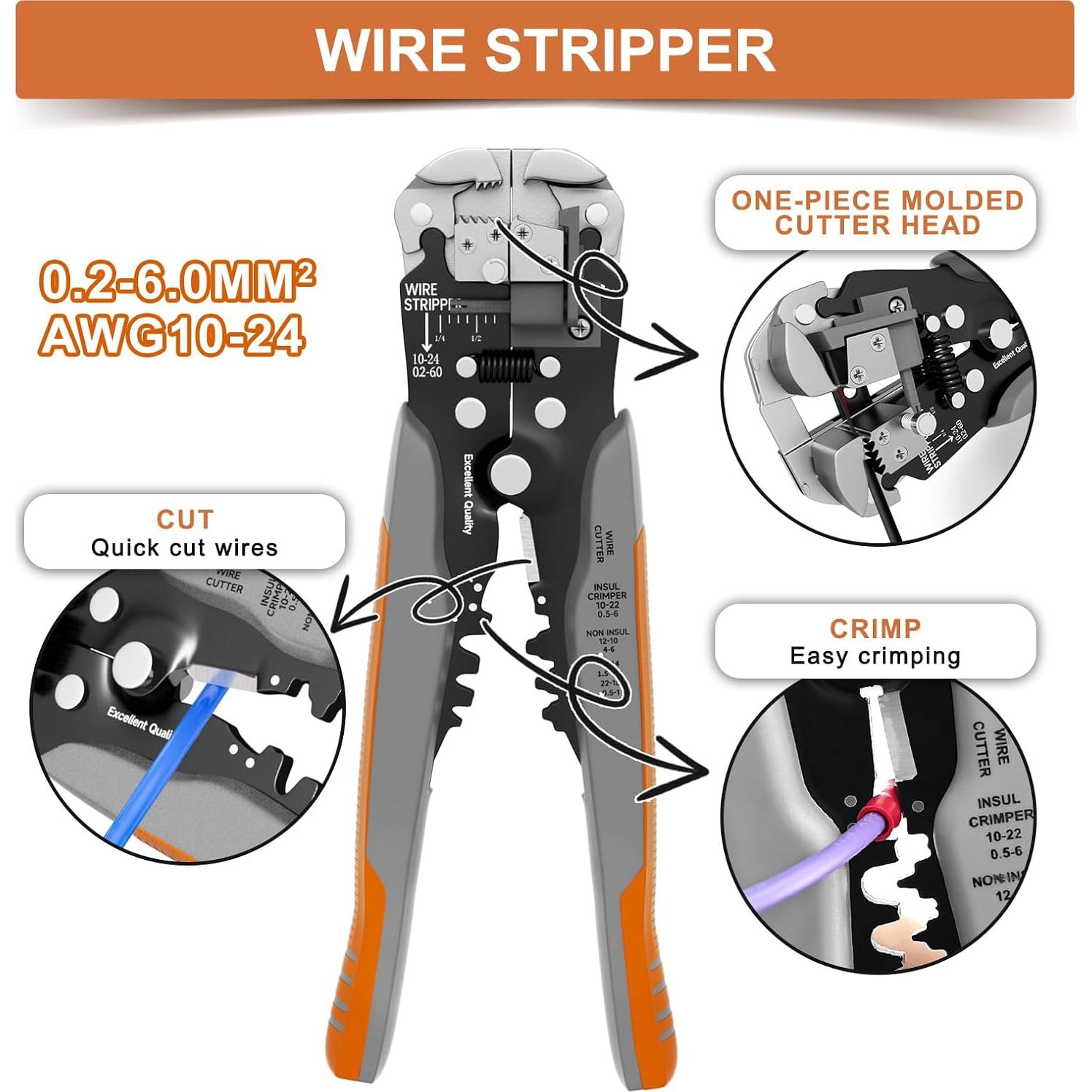 Juego de herramienta de crimpado y pelado de cables YUMKIYI 7 en 1