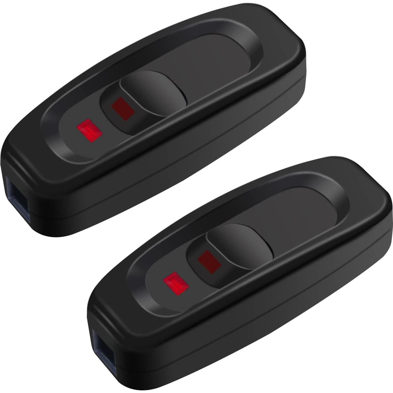 Interruptor de Cable Inline Weideer 3 Pcs 10A 250V LED Rojo