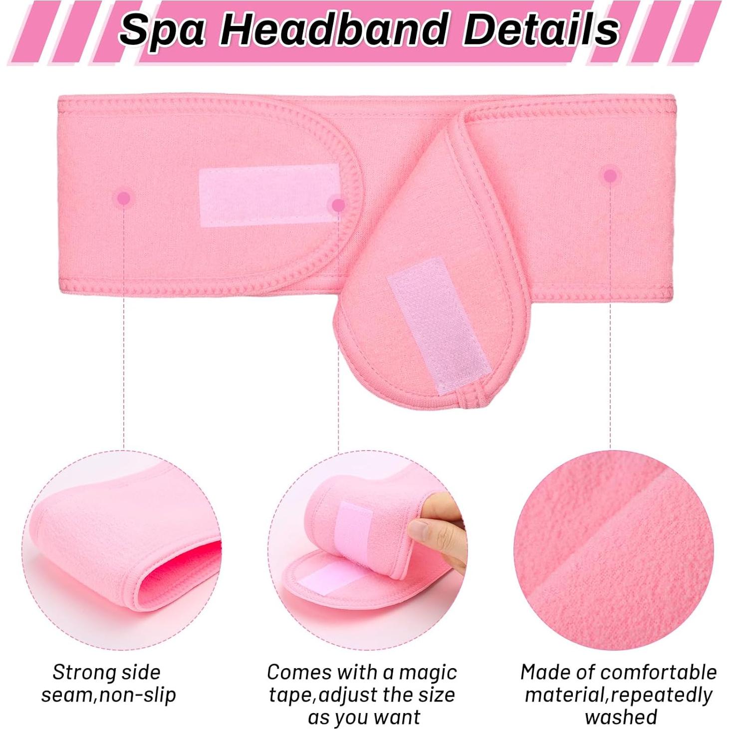 Diadema de Spa Sublaga - 6 Piezas Rosa, Lavable y Ajustable
