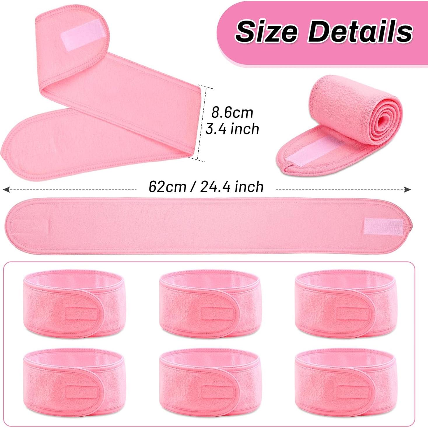 Diadema de Spa Sublaga - 6 Piezas Rosa, Lavable y Ajustable