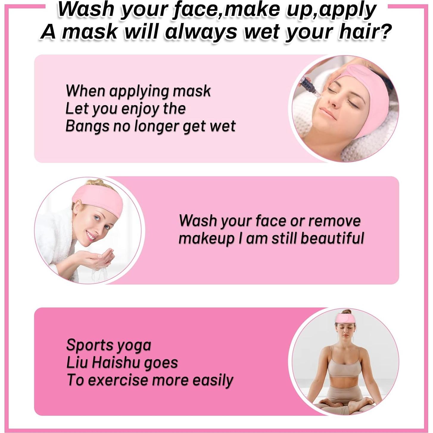 Diadema de Spa Sublaga - 6 Piezas Rosa, Lavable y Ajustable