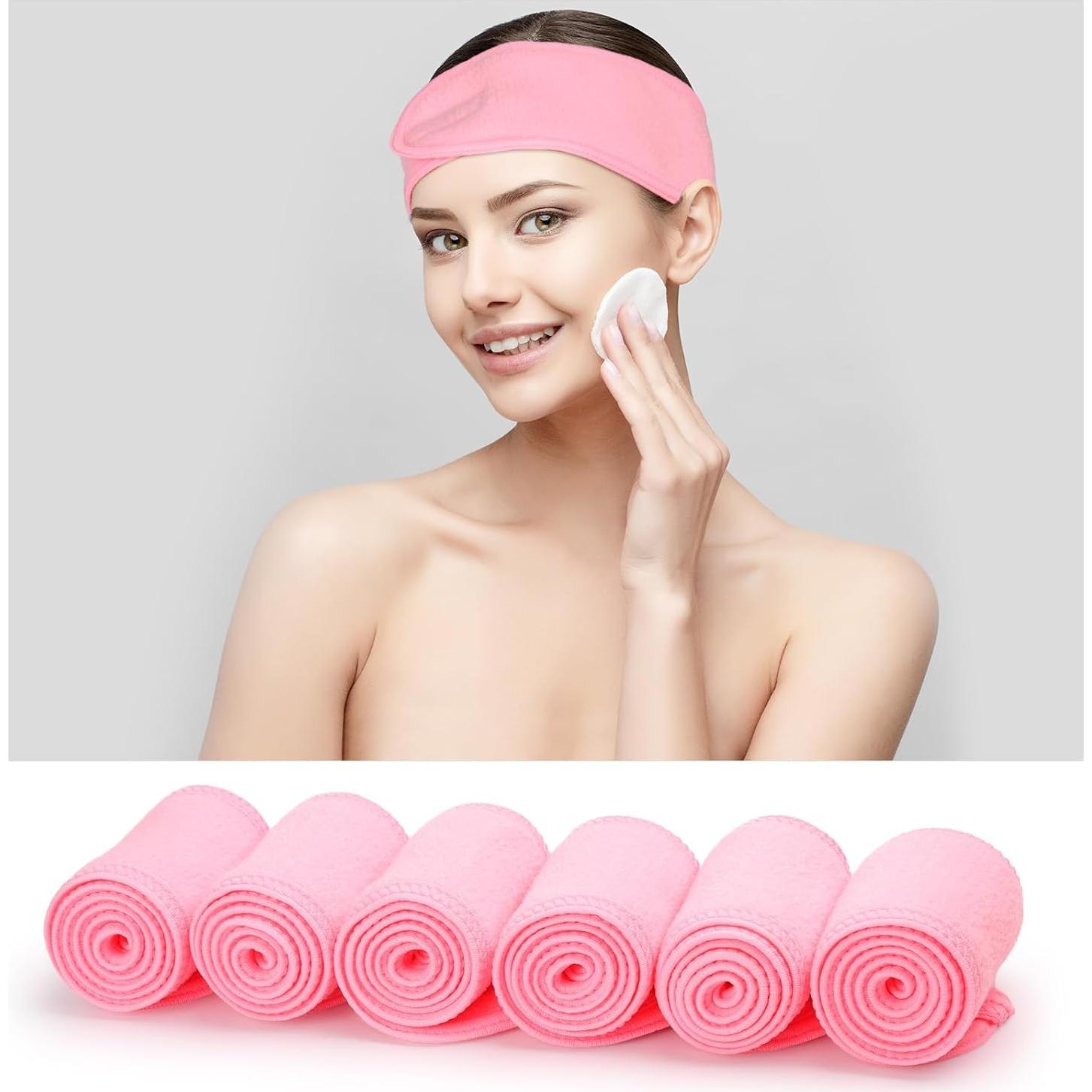 Diadema de Spa Sublaga - 6 Piezas Rosa, Lavable y Ajustable