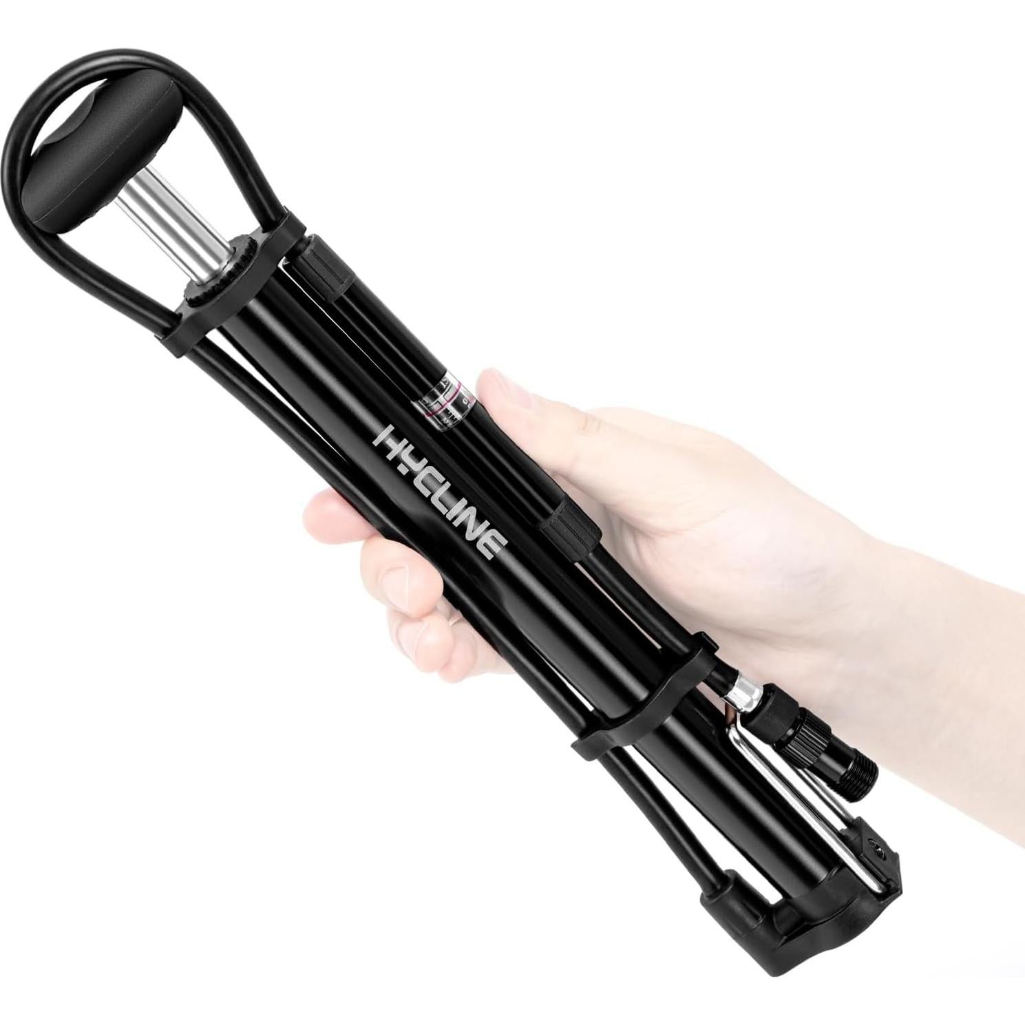 Bomba de Bicicleta Mini Hycline con Manómetro 140 PSI - Negra