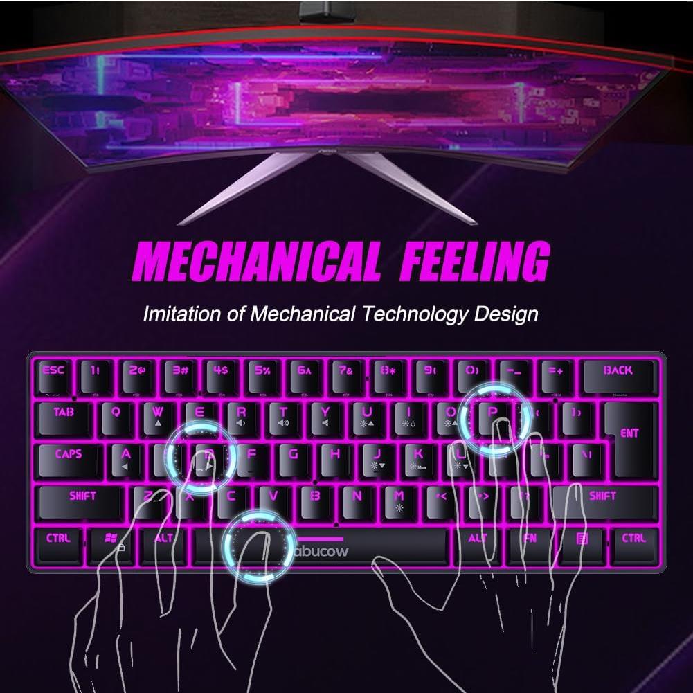 Teclado Gaming Abucow K61 Compacto 61 Teclas RGB Negro