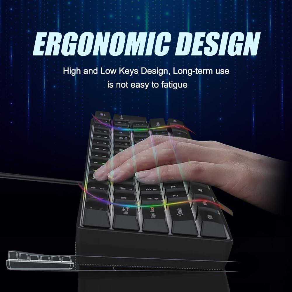 Teclado Gaming Abucow K61 Compacto 61 Teclas RGB Negro
