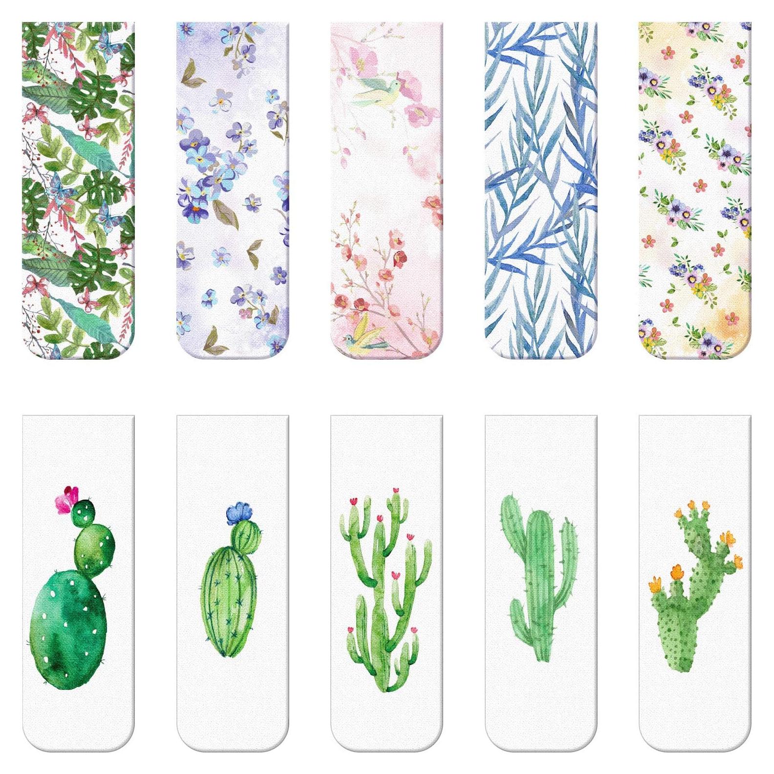 Chinco 10 Marcadores de Página Magnéticos Cactus 6x2 cm