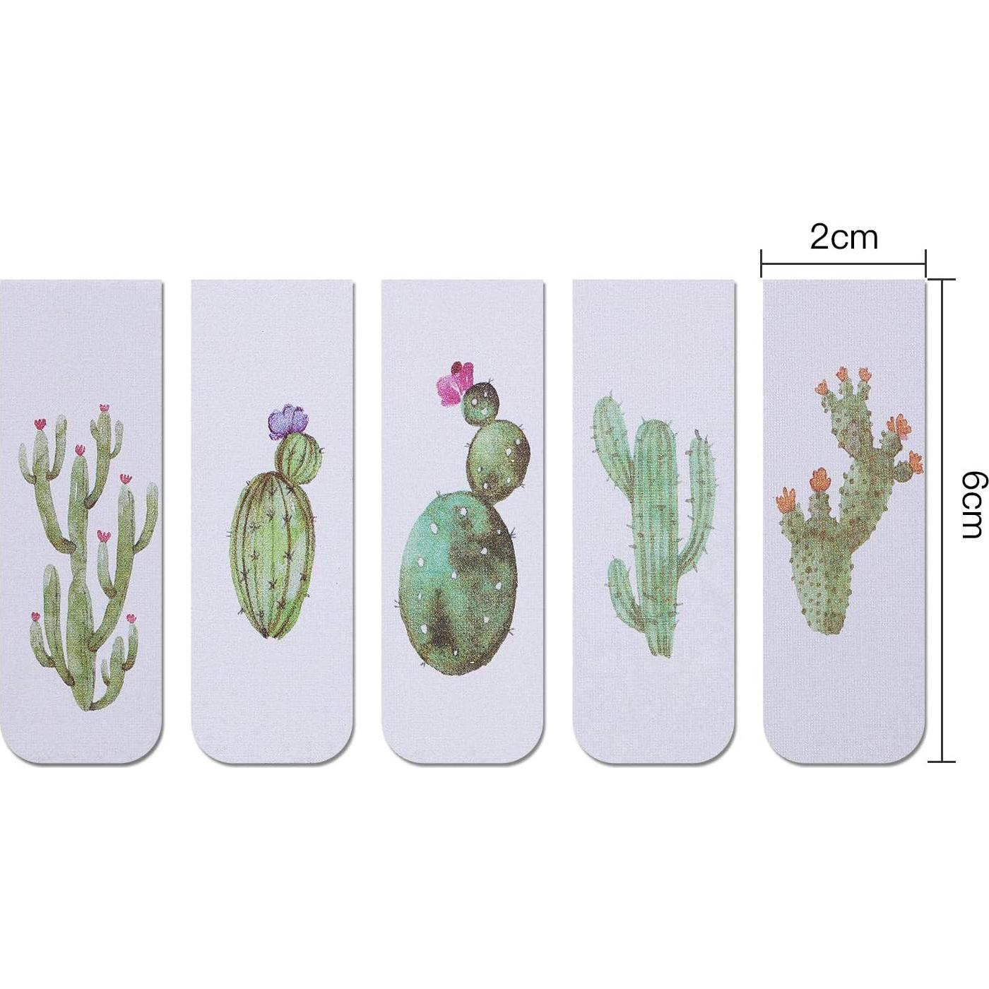 Chinco 10 Marcadores de Página Magnéticos Cactus 6x2 cm