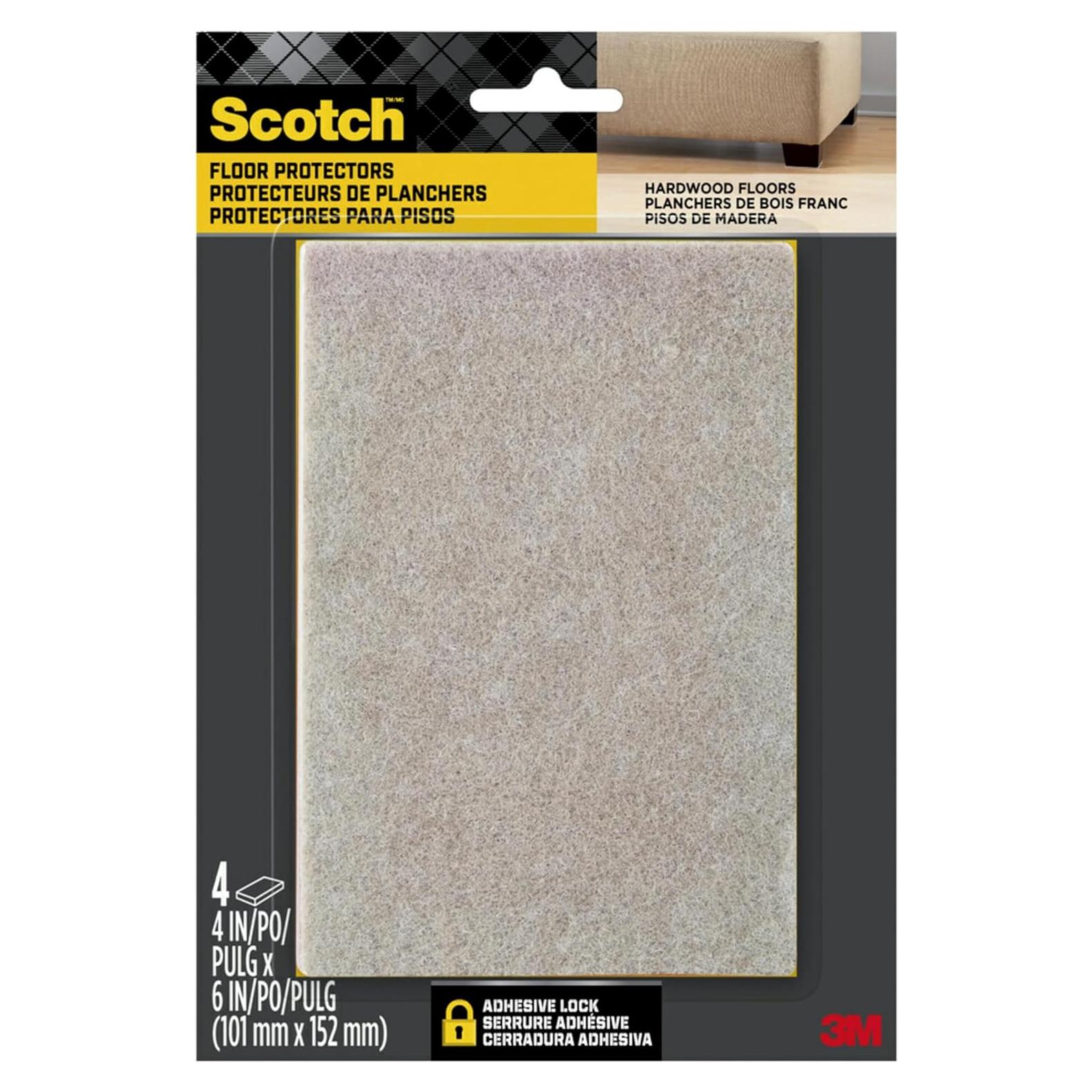 Almohadillas de Fieltro Scotch 4 Pcs para Muebles Beige 10x15 cm