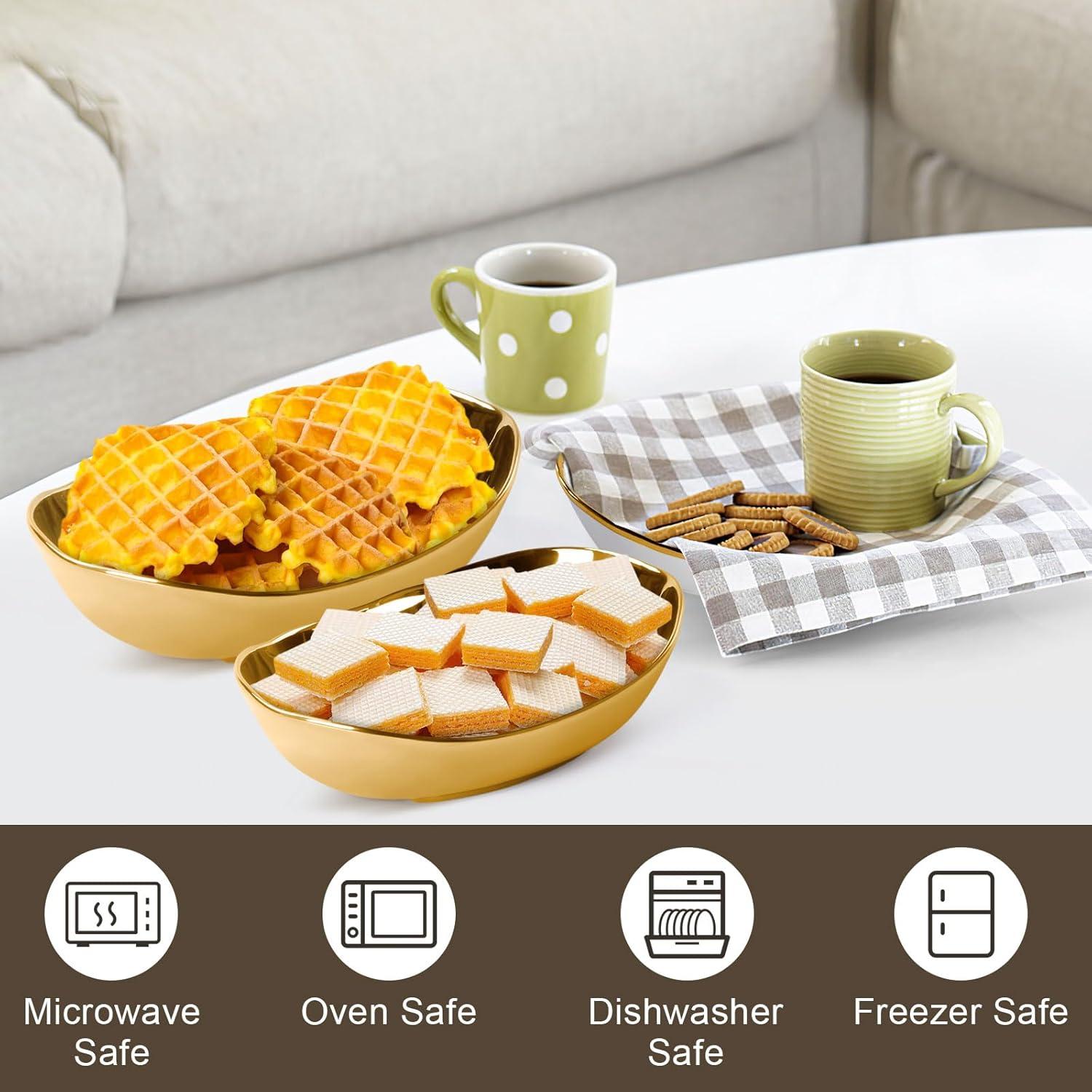 Canasta de Frutas de 3 Niveles YUNLINLI - Dorado, Cerámica y Metal