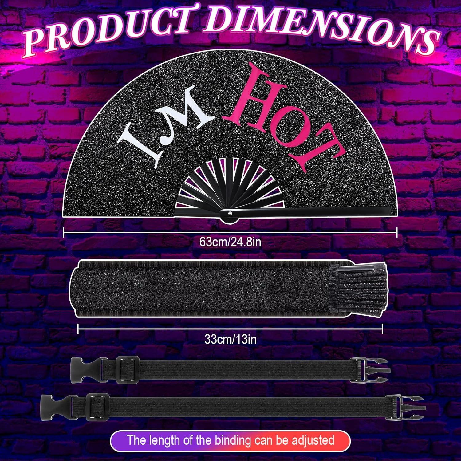 Abanico Plegable Rave FairySandy 64 cm PVC Rosa/Negro/Blanco