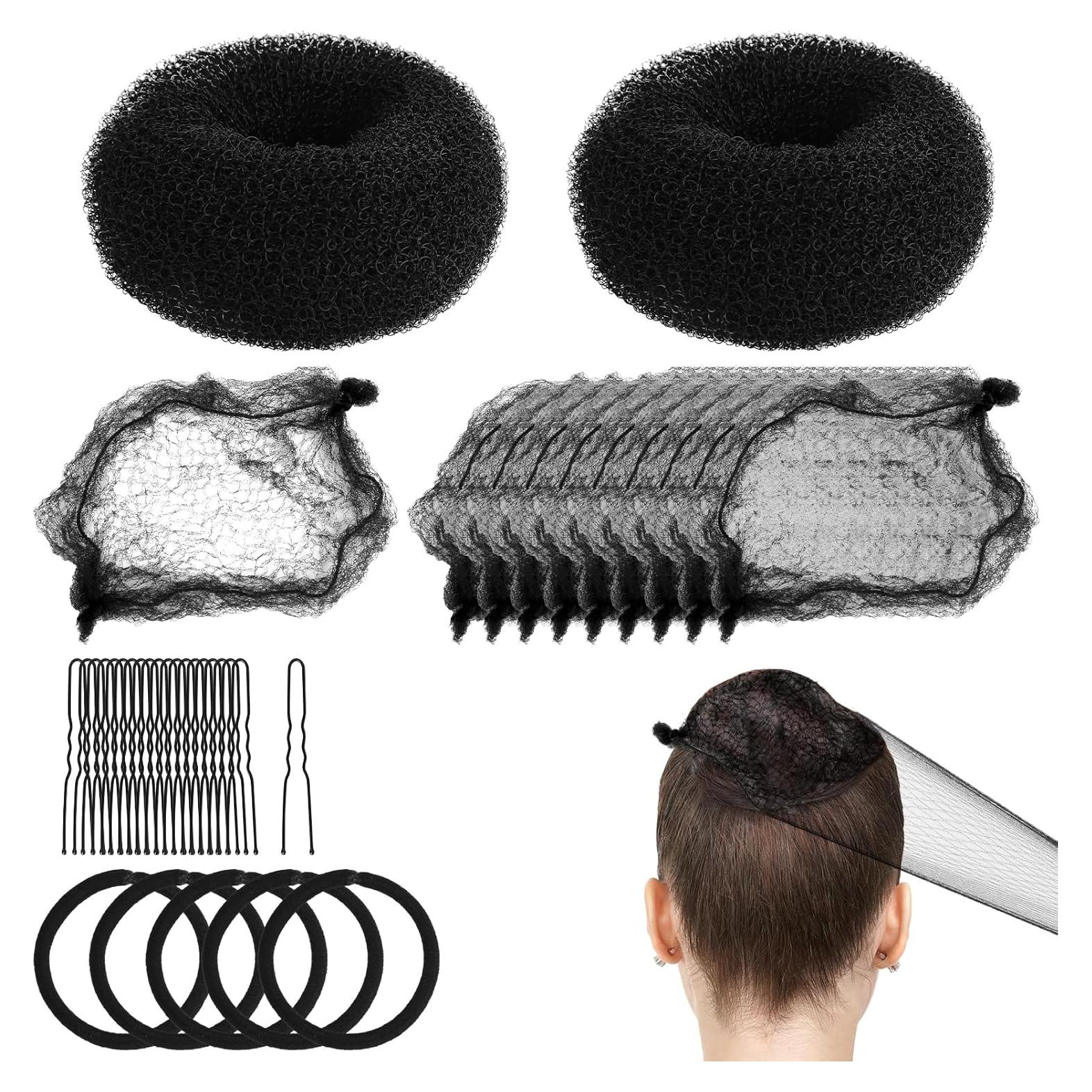 Kit para Hacer Moños para Niñas Lasuroa - 2 Formadores, 10 Redes, 20 Pasadores, 5 Bandas