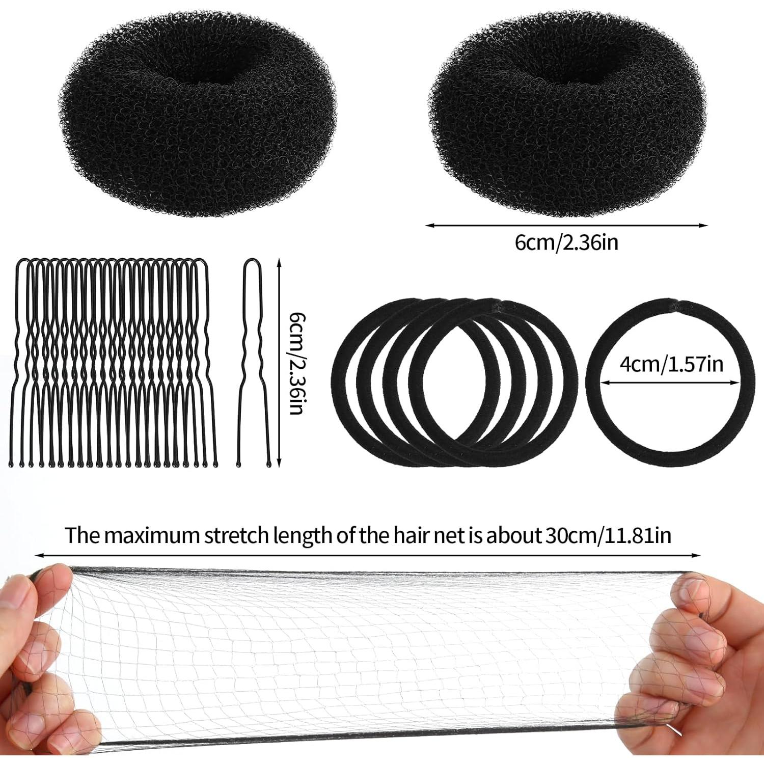 Kit para Hacer Moños para Niñas Lasuroa - 2 Formadores, 10 Redes, 20 Pasadores, 5 Bandas