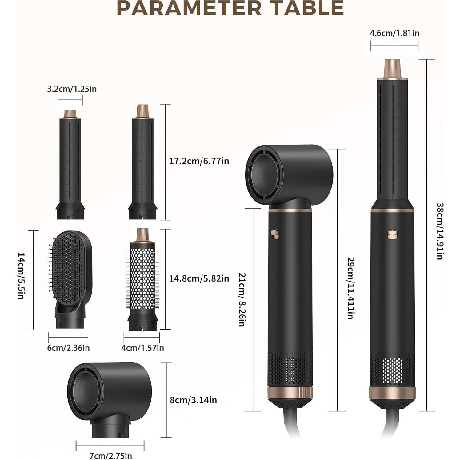 Cepillo Secador de Cabello 5 en 1 Dryhsip Negro/Dorado