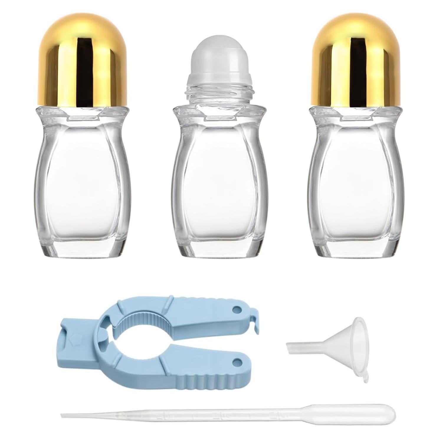 Botellas de Rodillo 30ml Hordolry - Pack de 3 Vidrio Transparente