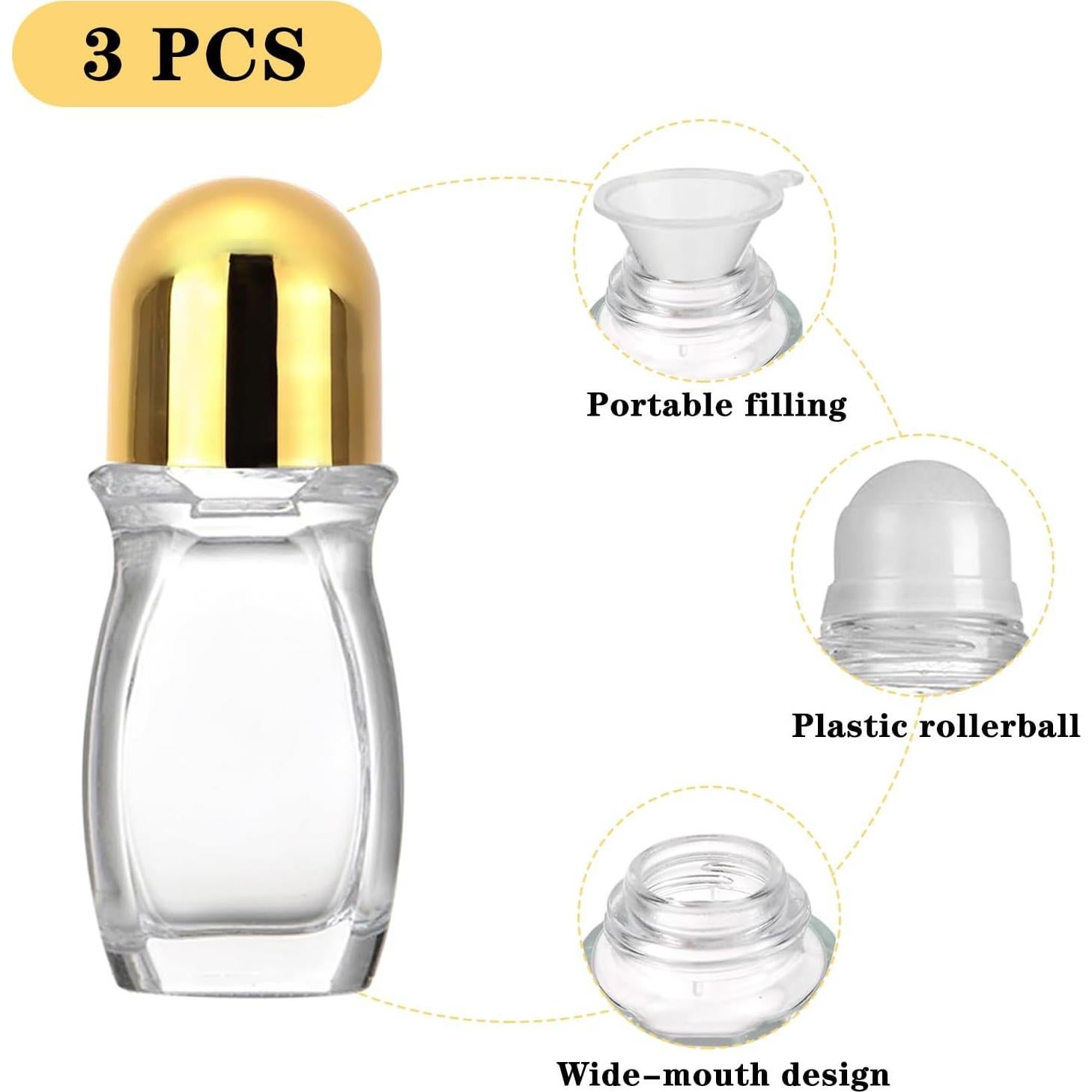 Botellas de Rodillo 30ml Hordolry - Pack de 3 Vidrio Transparente