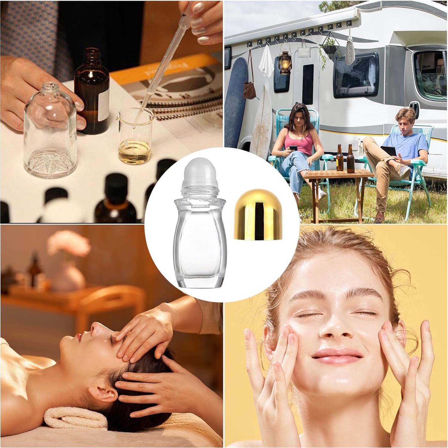 Botellas de Rodillo 30ml Hordolry - Pack de 3 Vidrio Transparente