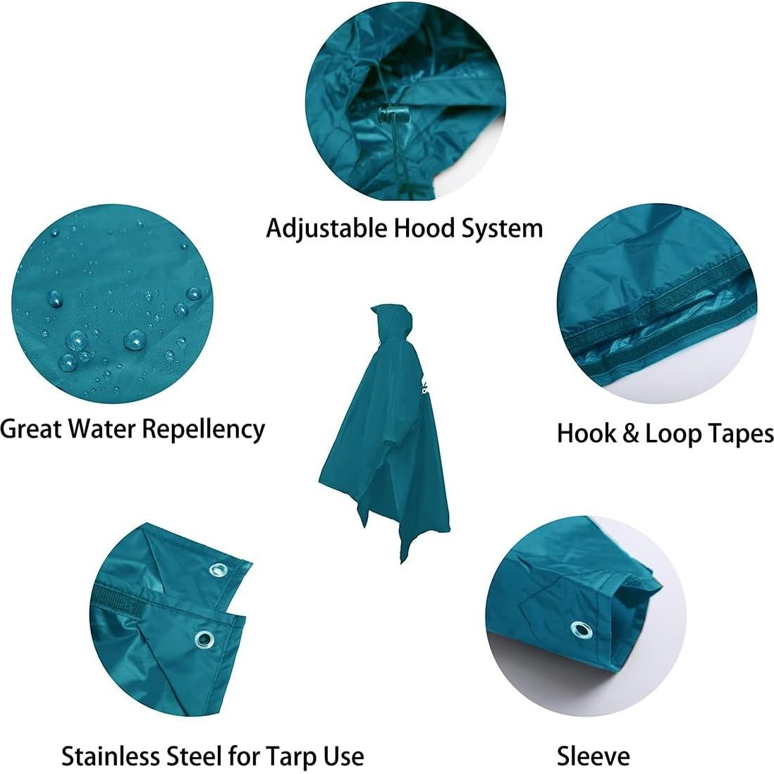 Poncho de Lluvia Impermeable Longsinger Adulto Azul 3 en 1