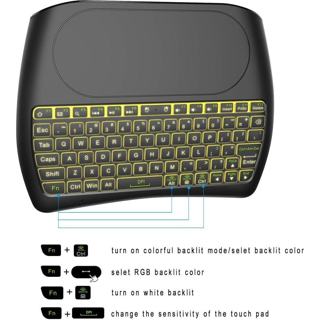 Teclado Inalámbrico Mini Dupad Story con Touchpad Retroiluminado
