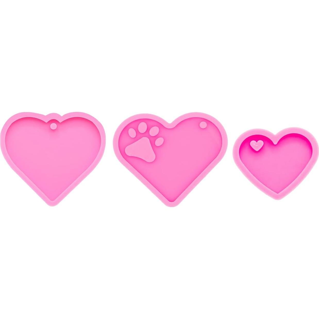 Moldes de Silicona para Llaveros AMZTOART - 3 Piezas Corazón