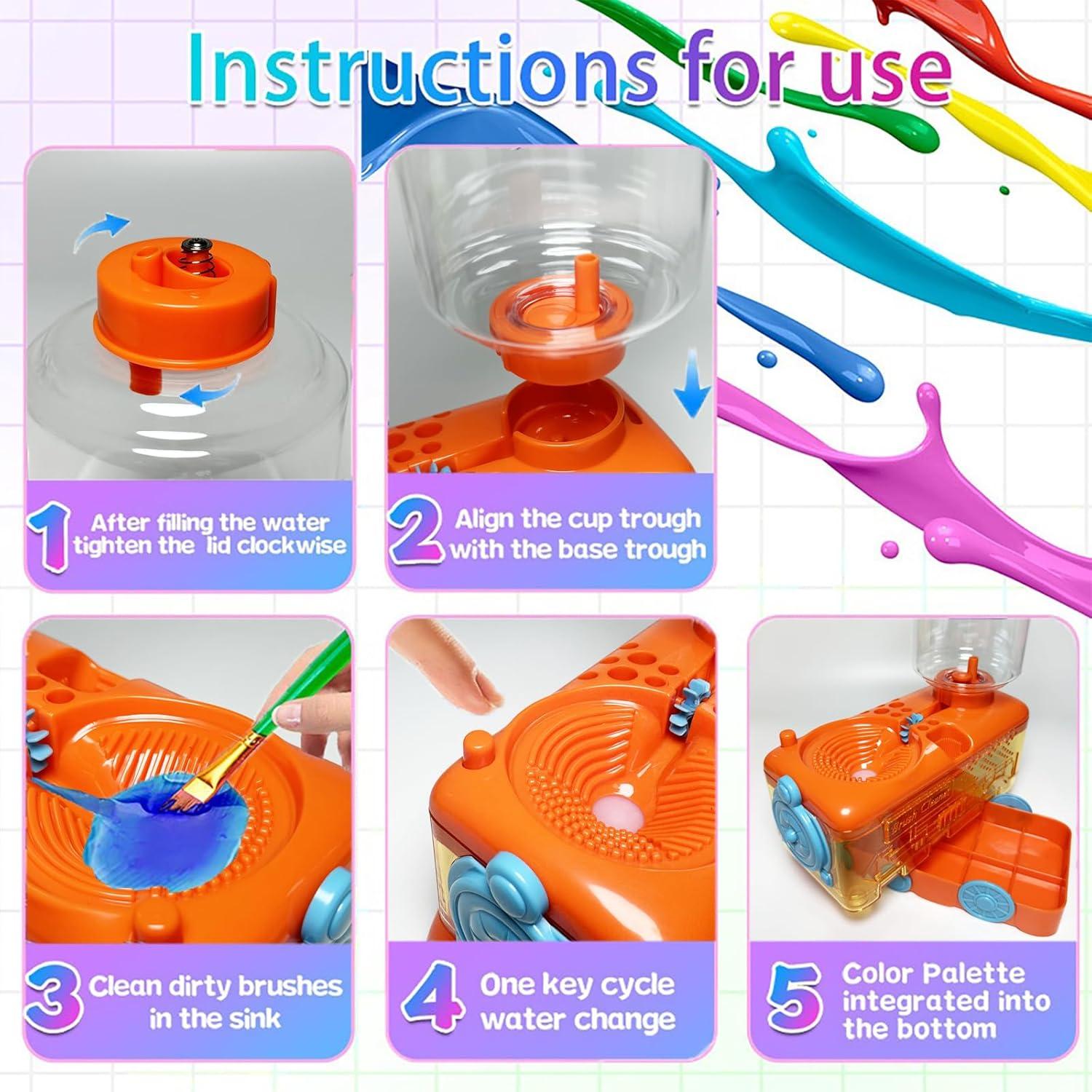 Limpiador de Pinceles WZWXXQ con Bandeja y Circulación de Agua 400ml