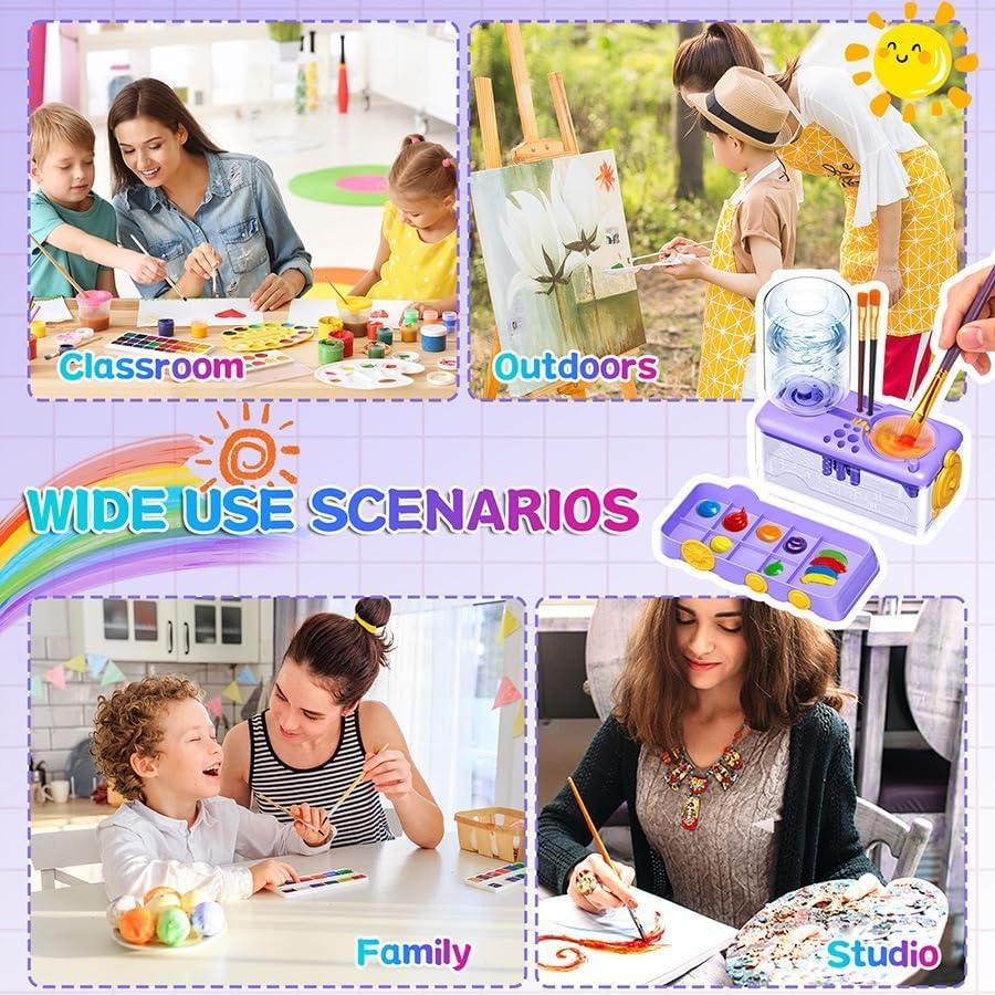 Limpiador de Pinceles WZWXXQ con Bandeja y Capacidad 400ml